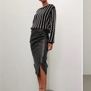 Jason Wu x RTR Vegan Faux Leather Side Slit Midi Skirt Sz M